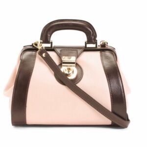 NEW DIVINA FIRENZE MADE IN ITALY DOCTOR STYLE SATCHEL BAG PINK BROWN LEATHER
